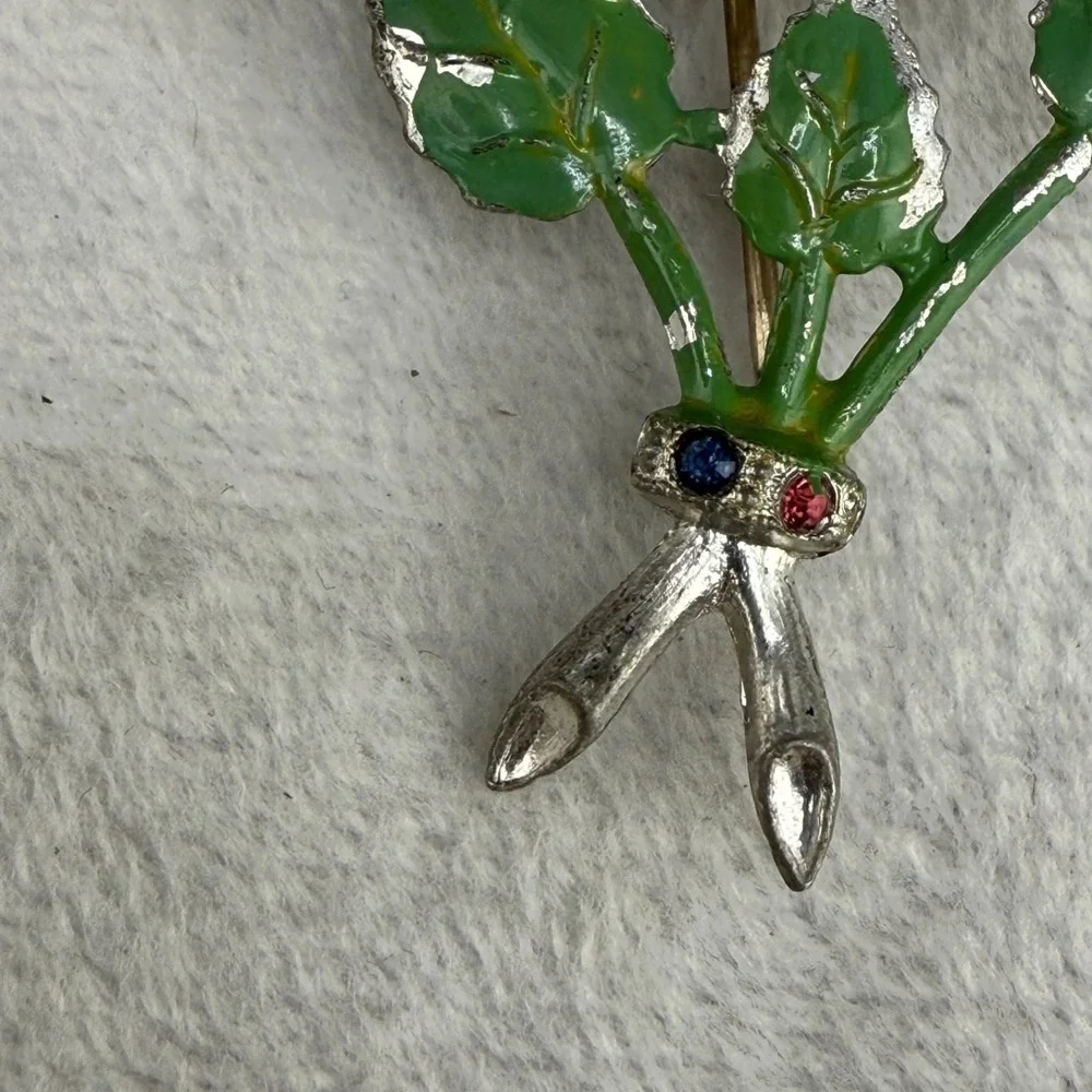 Vintage Rhinestone Flower Brooch Enamel Pastel Silver Tone Chippy READ